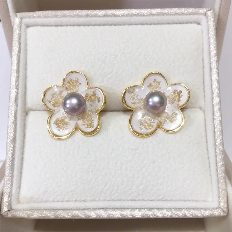 Women's 18K Pearl Earrings with Gold Light Finish - Image 5