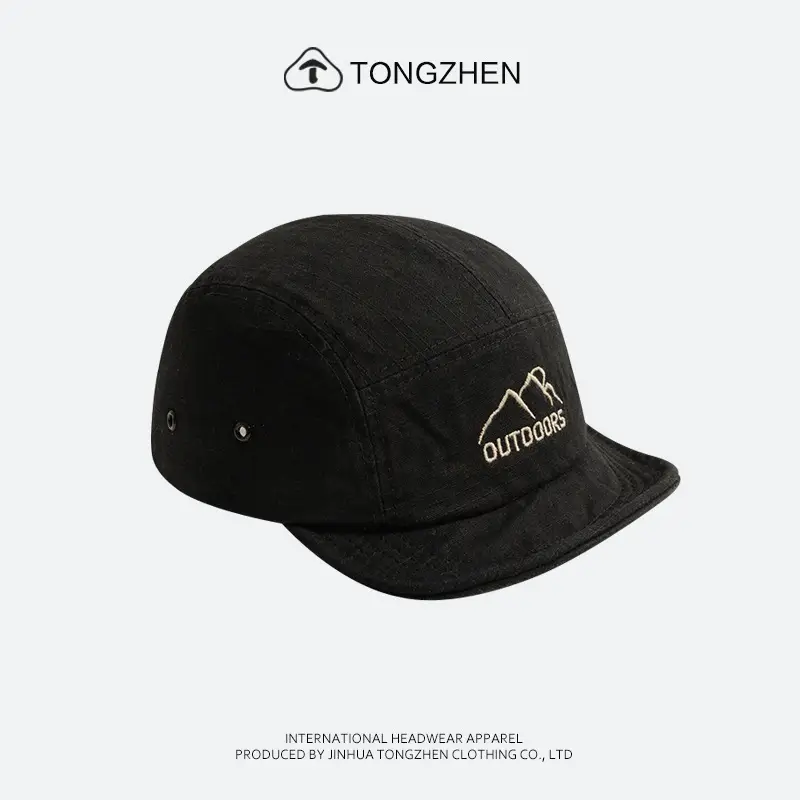 Japanese Style Black Cotton Cap with Curved Brim for Men Women