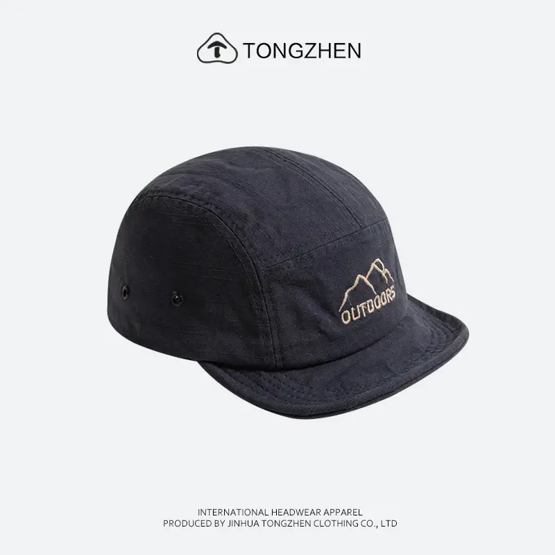 Japanese Style Black Cotton Cap with Curved Brim for Men Women