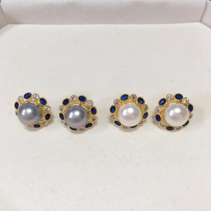 Natural Pearl Earrings Women 18K Gold Light Micro-inlaid Zircon - Image 4