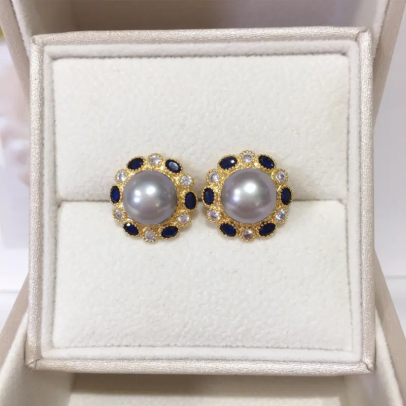 Natural Pearl Earrings Women 18K Gold Light Micro-inlaid Zircon - Image 5