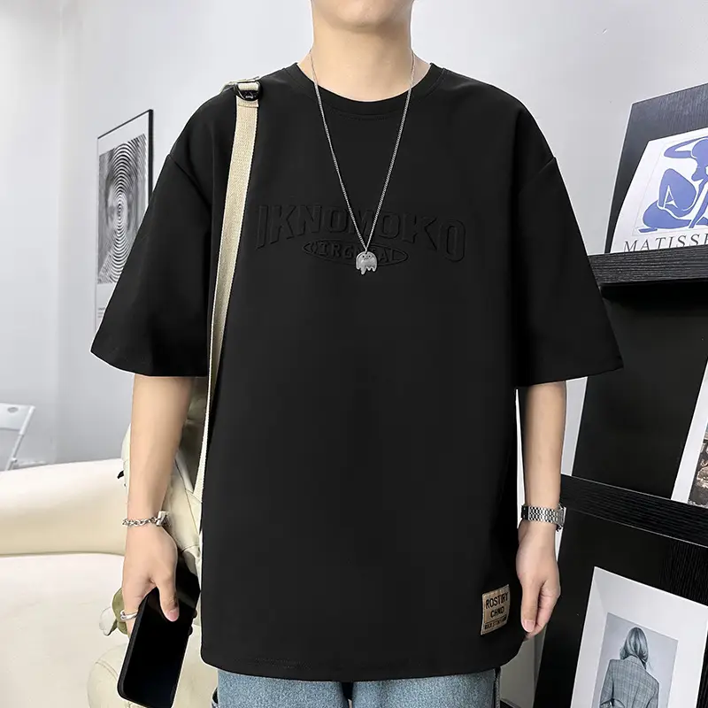 Men 2023 Summer Loose Fit Steel Print T-Shirt - Image 5