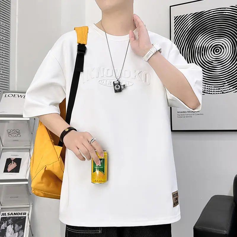 Men 2023 Summer Loose Fit Steel Print T-Shirt - Image 7