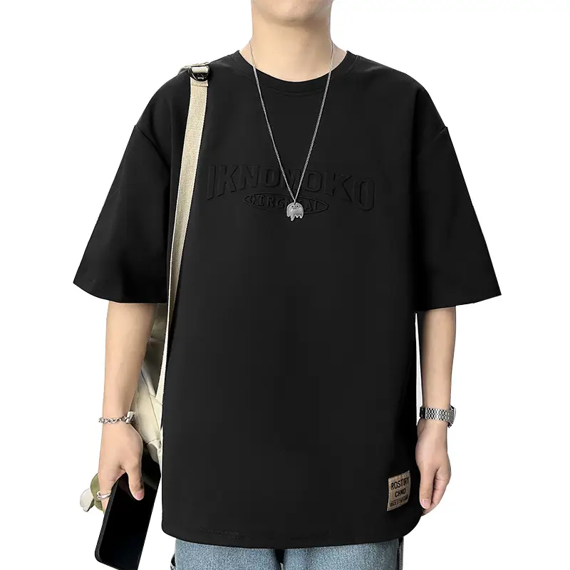 Men 2023 Summer Loose Fit Steel Print T-Shirt - Image 9