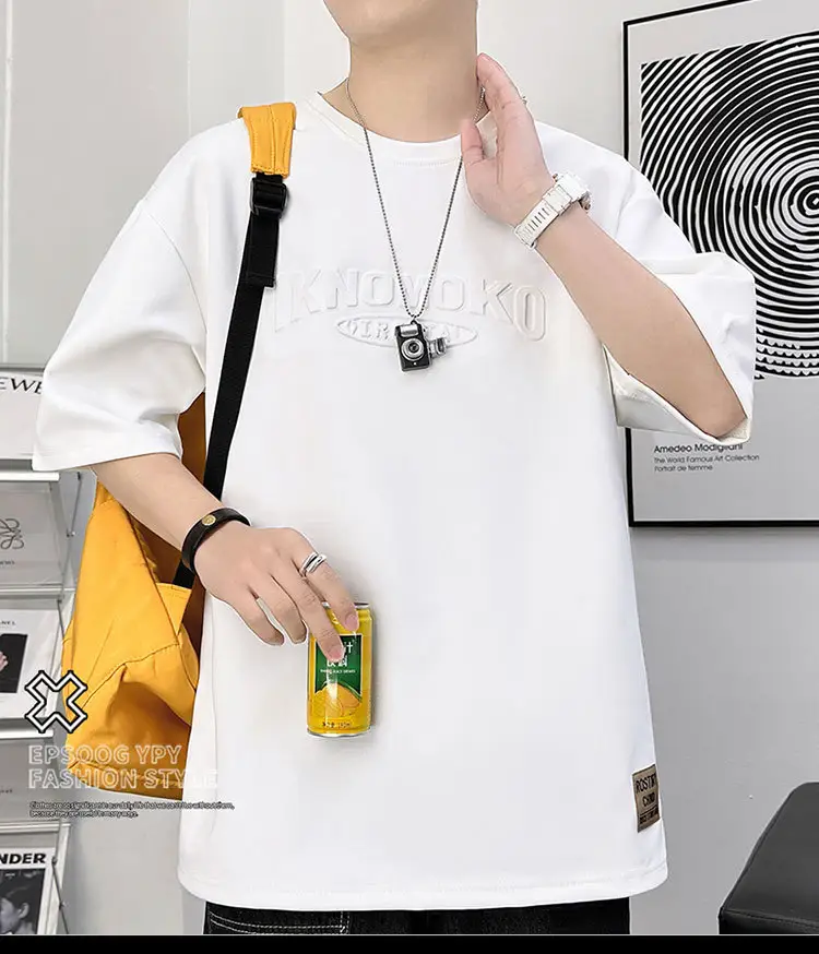 Men 2023 Summer Loose Fit Steel Print T-Shirt — feature 10