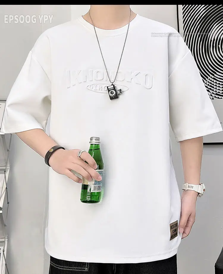 Men 2023 Summer Loose Fit Steel Print T-Shirt — feature 11