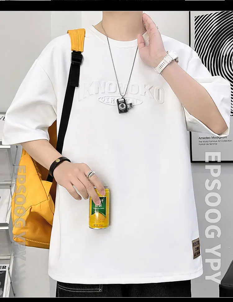 Men 2023 Summer Loose Fit Steel Print T-Shirt — feature 12