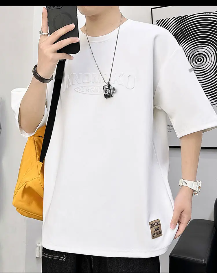 Men 2023 Summer Loose Fit Steel Print T-Shirt — feature 13