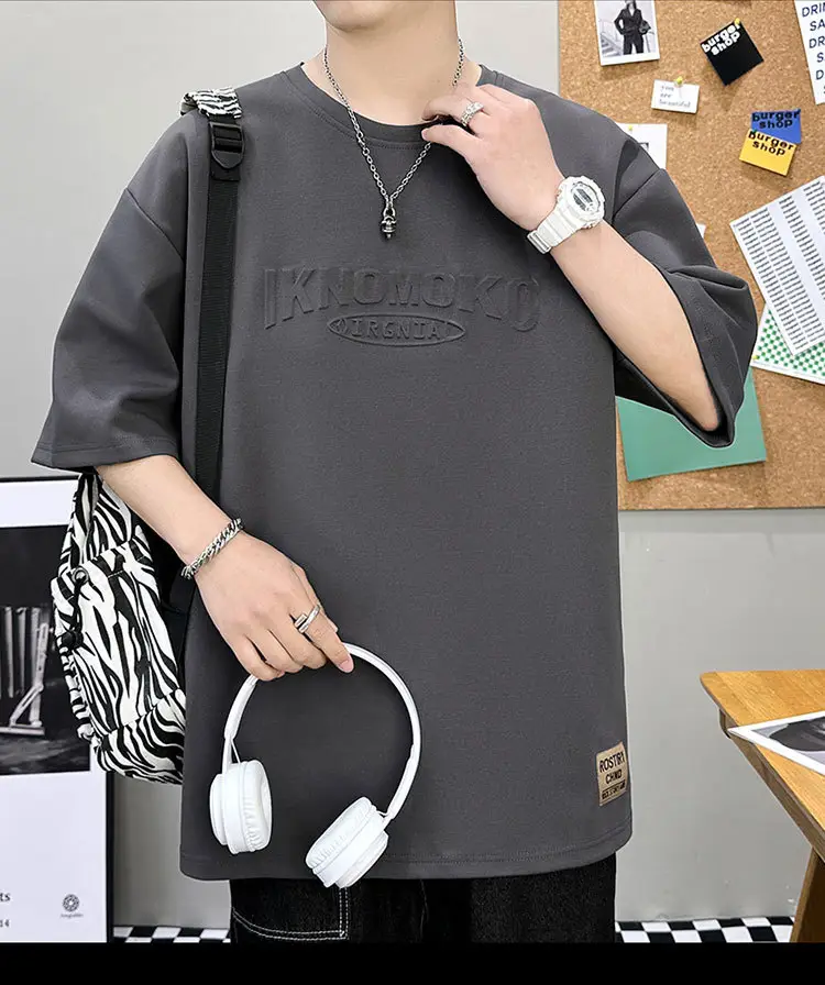Men 2023 Summer Loose Fit Steel Print T-Shirt — feature 18