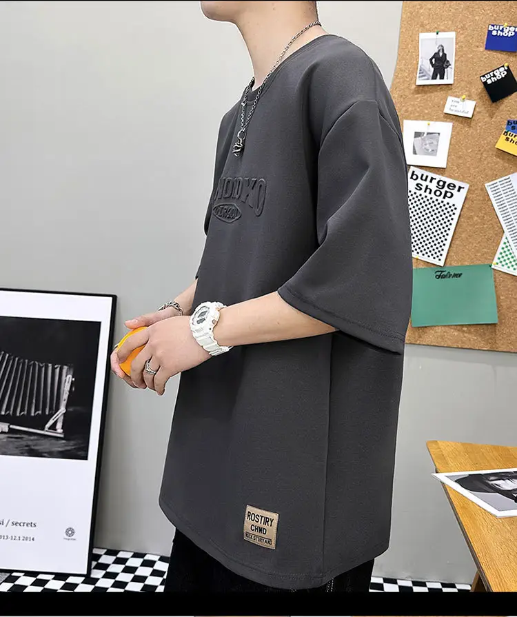 Men 2023 Summer Loose Fit Steel Print T-Shirt — feature 19