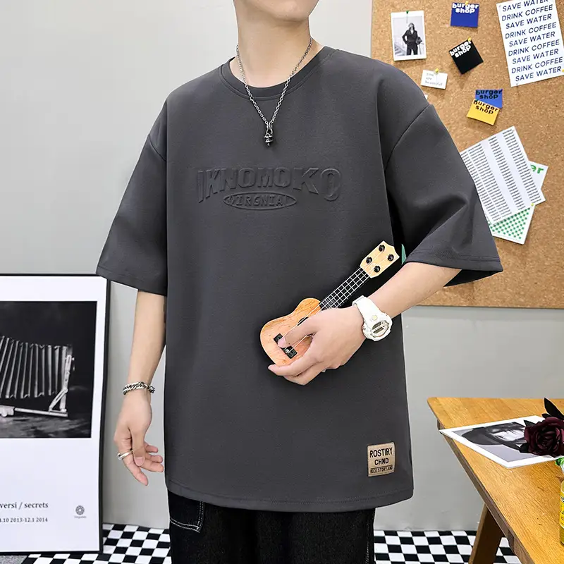 Men 2023 Summer Loose Fit Steel Print T-Shirt - Image 3