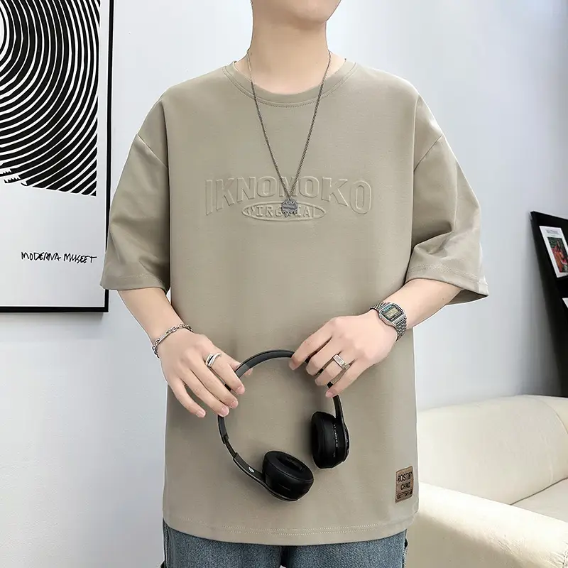 Men 2023 Summer Loose Fit Steel Print T-Shirt - Image 4