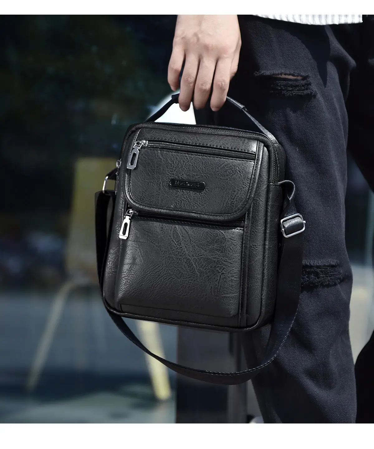 Men's Brown PU Leather Crossbody Bag with Detachable Strap — feature 18