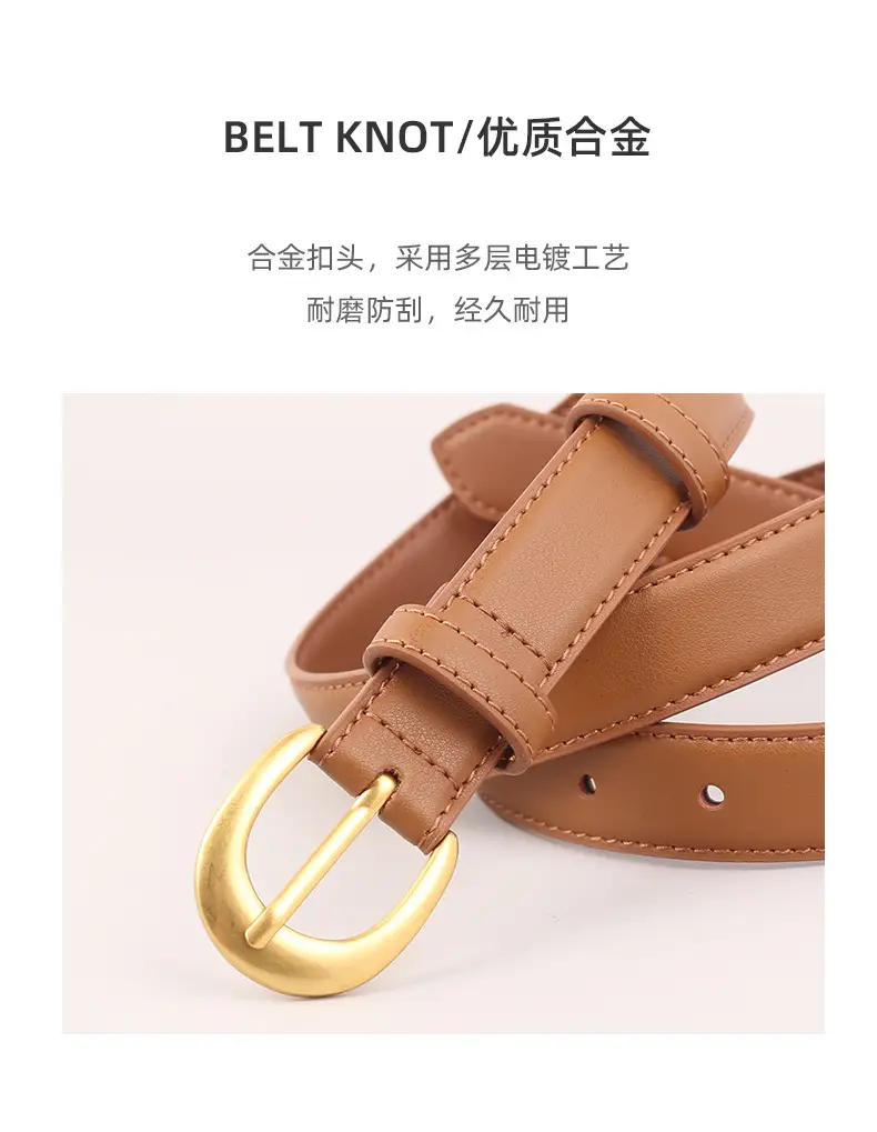 Black Genuine Leather Belt with Gold Buckle — feature 16