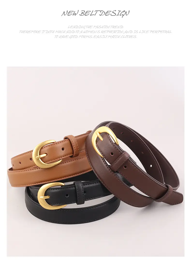 Black Genuine Leather Belt with Gold Buckle — feature 20