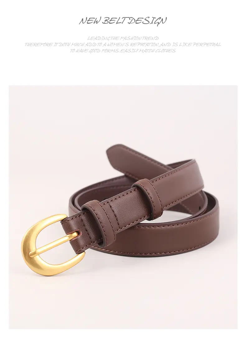 Black Genuine Leather Belt with Gold Buckle — feature 21