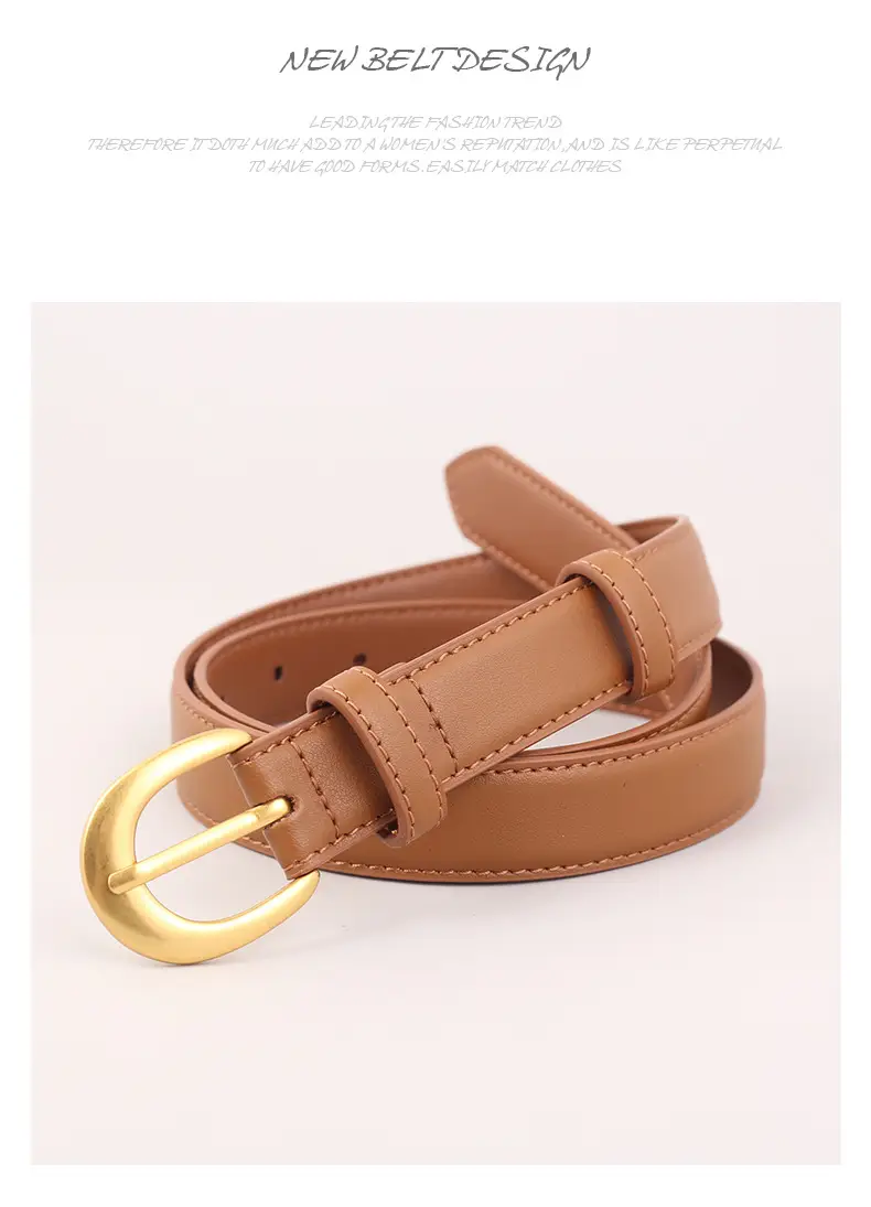 Black Genuine Leather Belt with Gold Buckle — feature 22