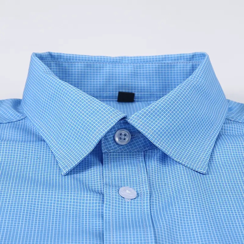 Blue Slim Fit Lapel Shirt for Men with Printed Pattern - Image 9