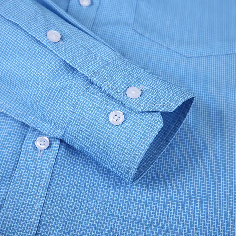 Blue Slim Fit Lapel Shirt for Men with Printed Pattern - Image 10