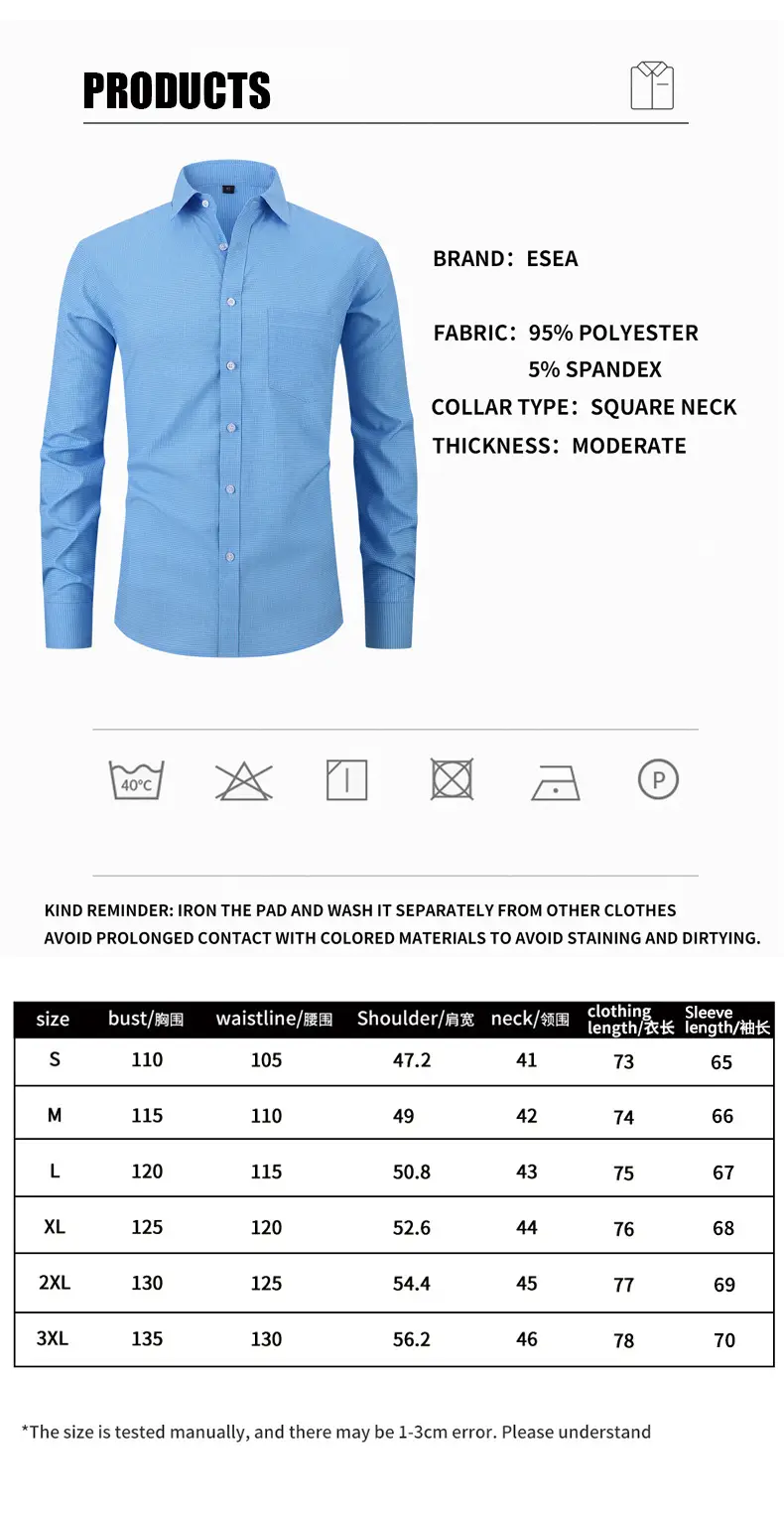 Blue Slim Fit Lapel Shirt for Men with Printed Pattern — feature 20