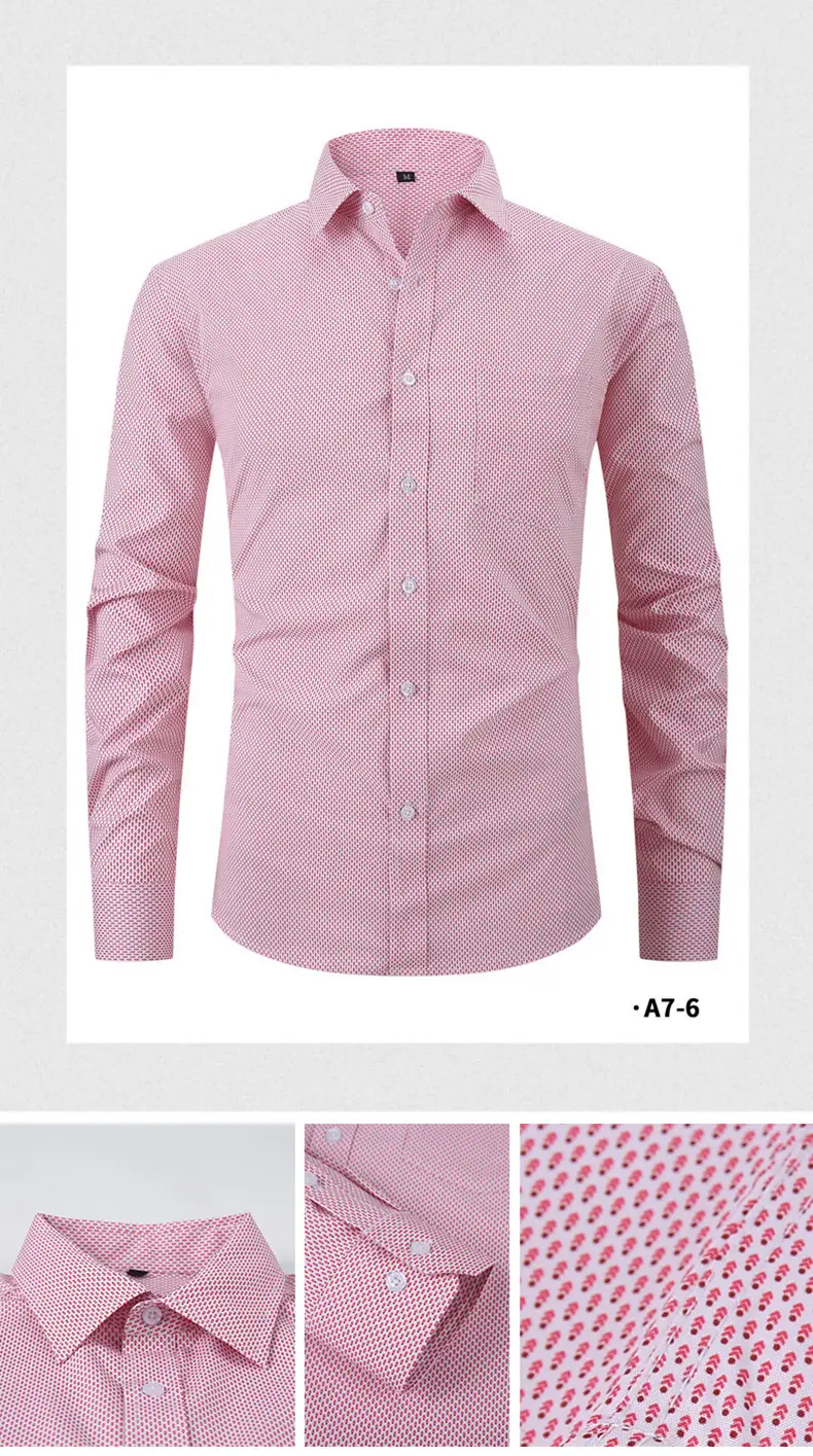 Blue Slim Fit Lapel Shirt for Men with Printed Pattern — feature 25