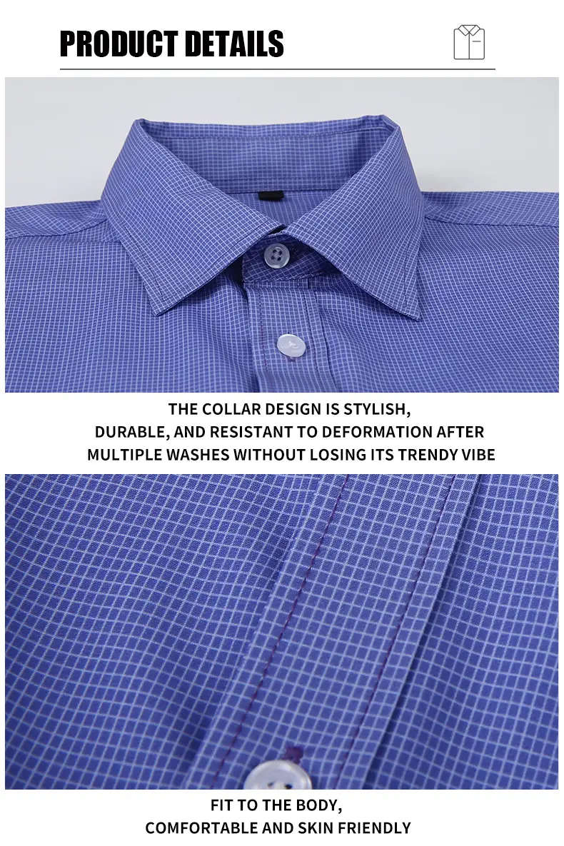 Blue Slim Fit Lapel Shirt for Men with Printed Pattern — feature 27