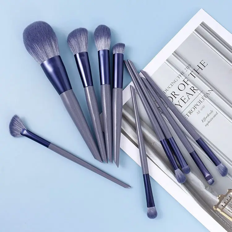 10-Piece Soft Bristled Makeup Brush Set Purple Rabbit Design - Image 10