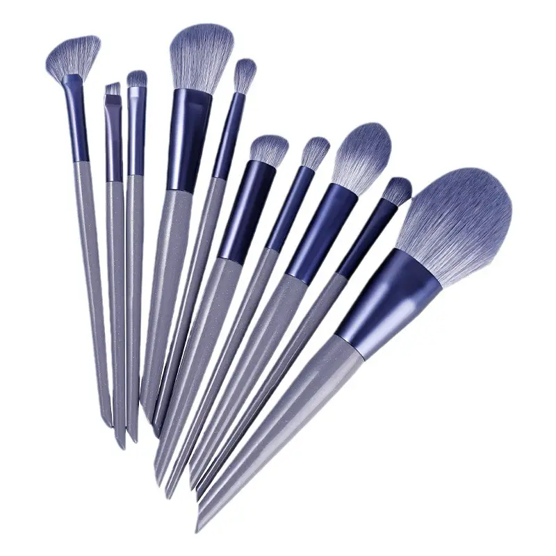 10-Piece Soft Bristled Makeup Brush Set Purple Rabbit Design - Image 11