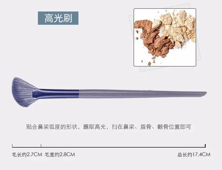 10-Piece Soft Bristled Makeup Brush Set Purple Rabbit Design — feature 12