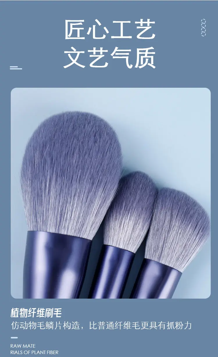 10-Piece Soft Bristled Makeup Brush Set Purple Rabbit Design — feature 19