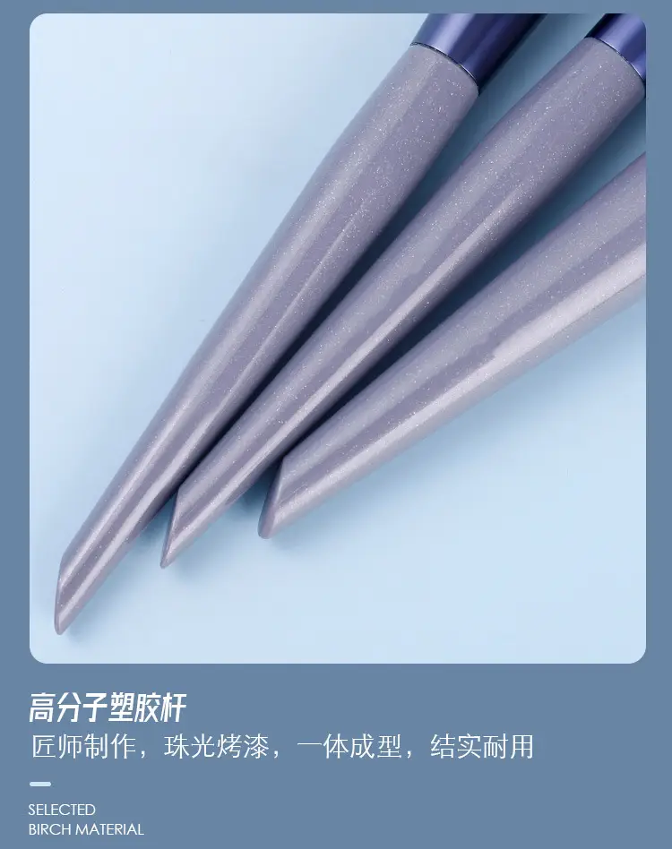 10-Piece Soft Bristled Makeup Brush Set Purple Rabbit Design — feature 20