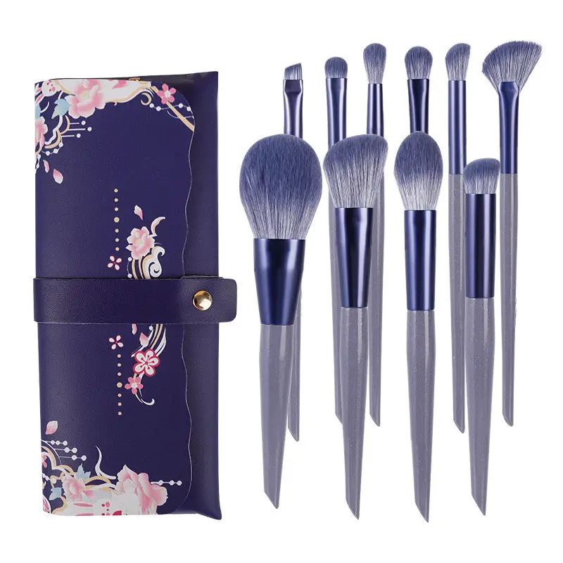 10-Piece Soft Bristled Makeup Brush Set Purple Rabbit Design — feature 25