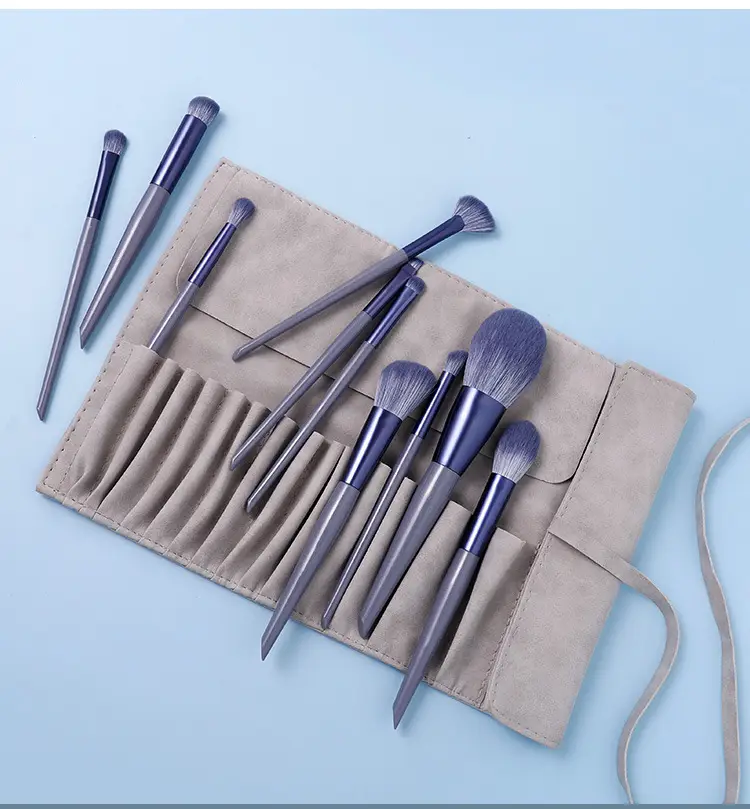 10-Piece Soft Bristled Makeup Brush Set Purple Rabbit Design - Image 3