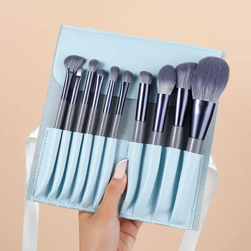 10-Piece Soft Bristled Makeup Brush Set Purple Rabbit Design - Image 6