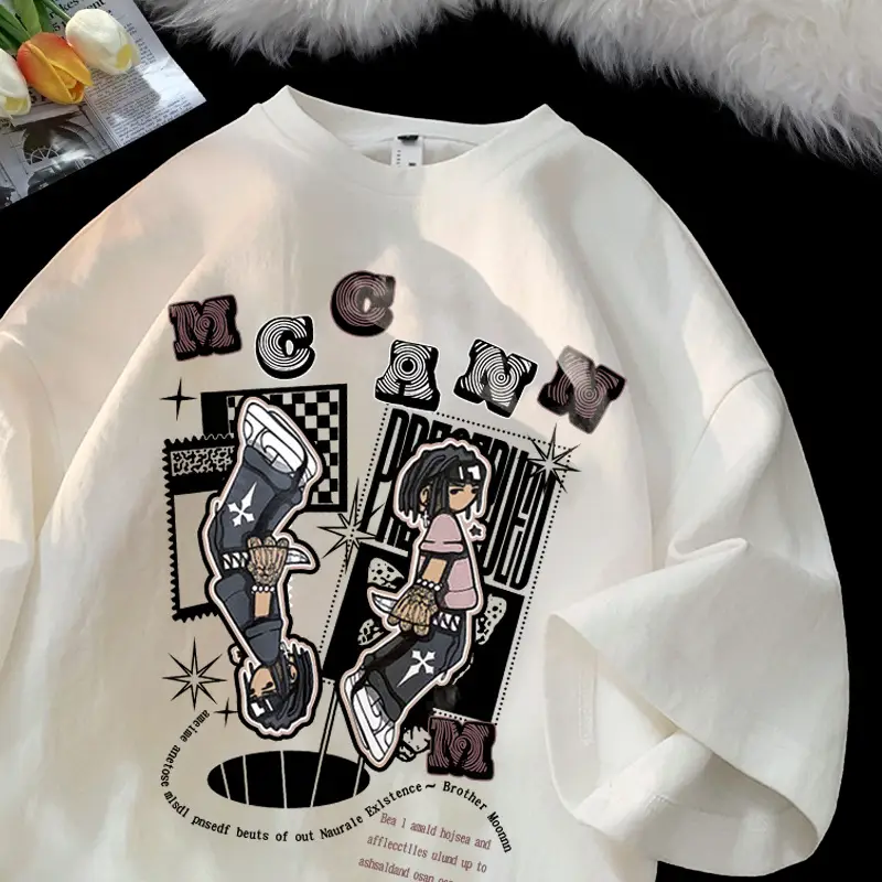 Maroon Cartoon Half Sleeve T-Shirt Women Black MC BSN