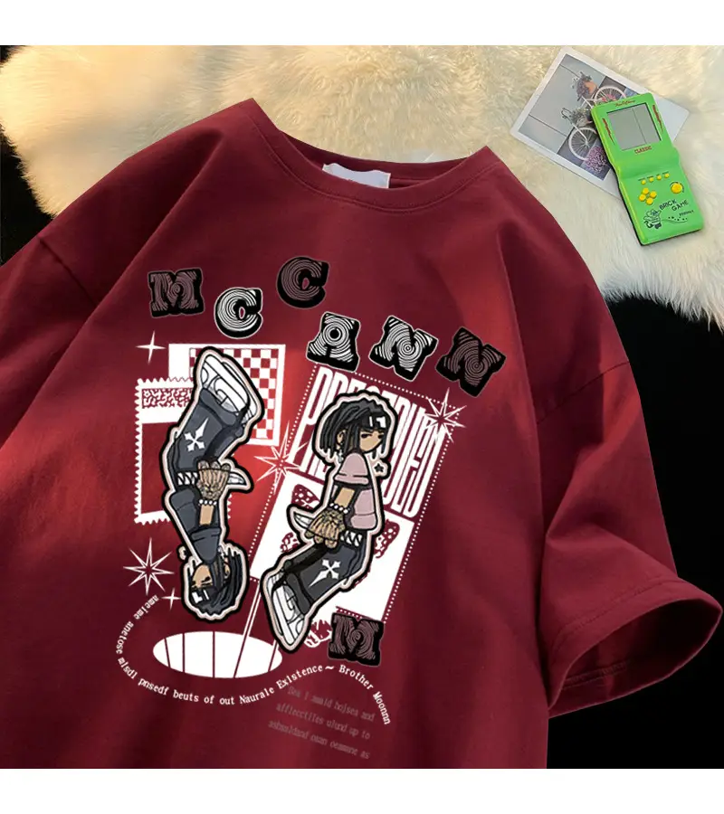Maroon Cartoon Half Sleeve T-Shirt Women Black MC BSN — feature 10