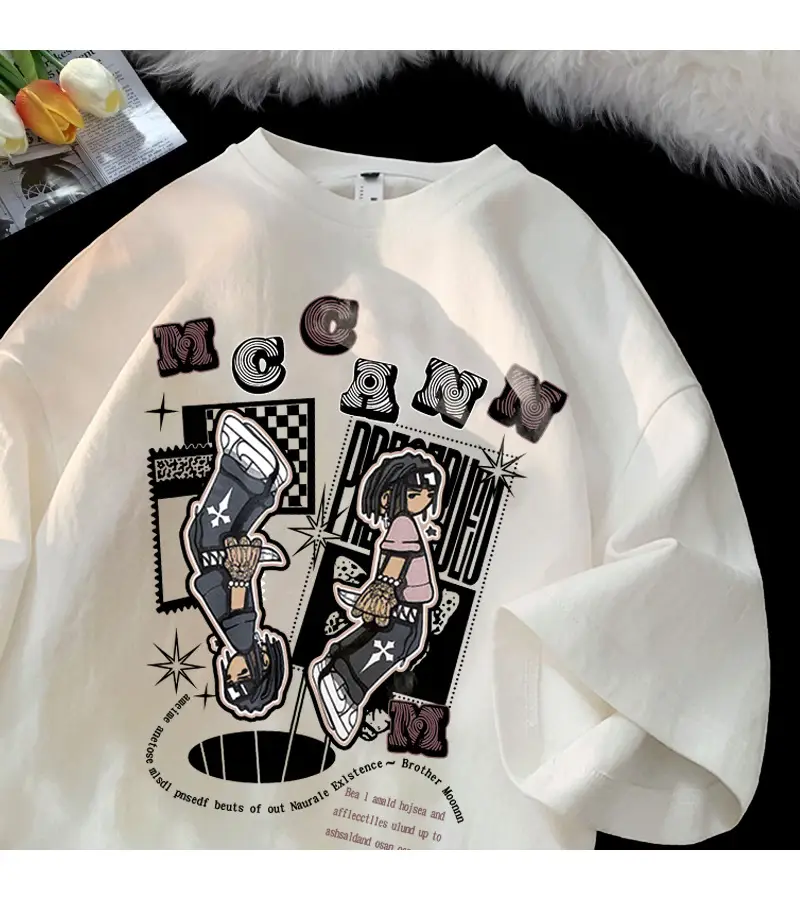 Maroon Cartoon Half Sleeve T-Shirt Women Black MC BSN — feature 12
