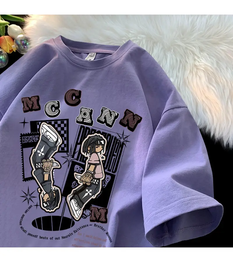Maroon Cartoon Half Sleeve T-Shirt Women Black MC BSN — feature 13