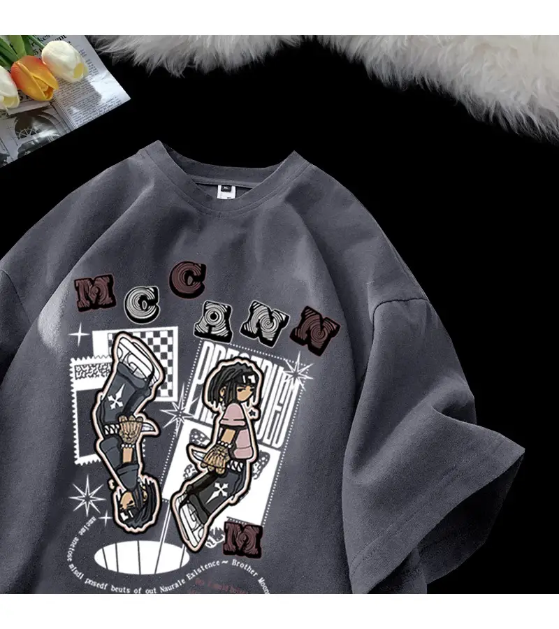 Maroon Cartoon Half Sleeve T-Shirt Women Black MC BSN — feature 18