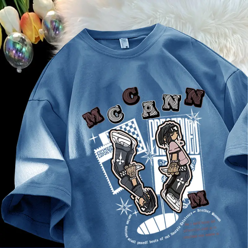 Maroon Cartoon Half Sleeve T-Shirt Women Black MC BSN