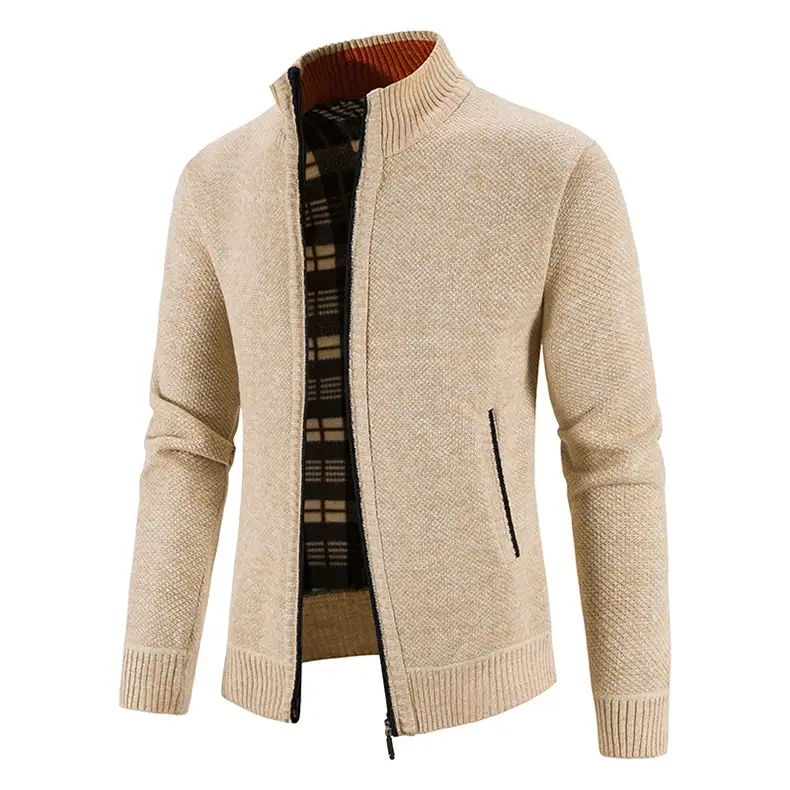 Men's Grey Fleece Lined Sweater Jacket Slim Fit Large — feature 25