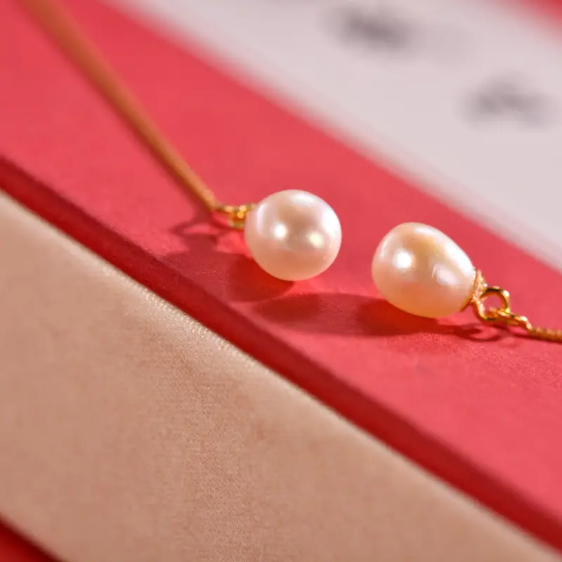 Elegant Pearl Tassel Ear Wire Earrings for Girls - Image 4