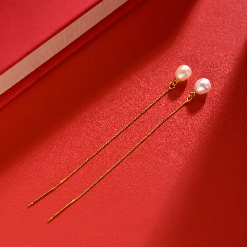 Elegant Pearl Tassel Ear Wire Earrings for Girls - Image 6