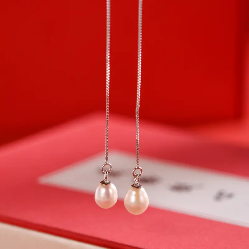 Elegant Pearl Tassel Ear Wire Earrings for Girls - Image 2