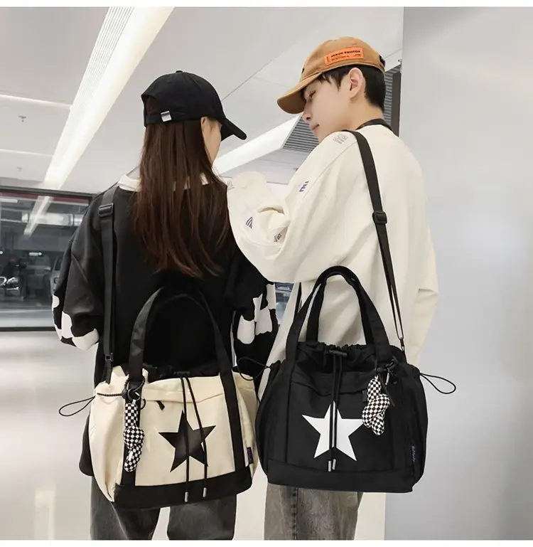 Star Print Drawstring Bag Black White Casual Crossbody 2024 â feature 13