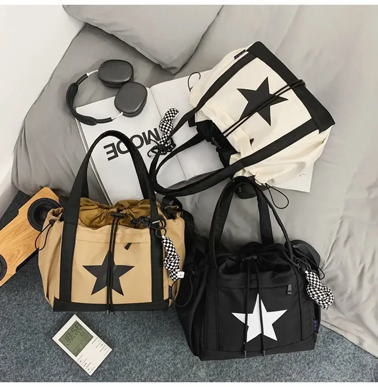 Star Print Drawstring Bag Black White Casual Crossbody 2024 â feature 20
