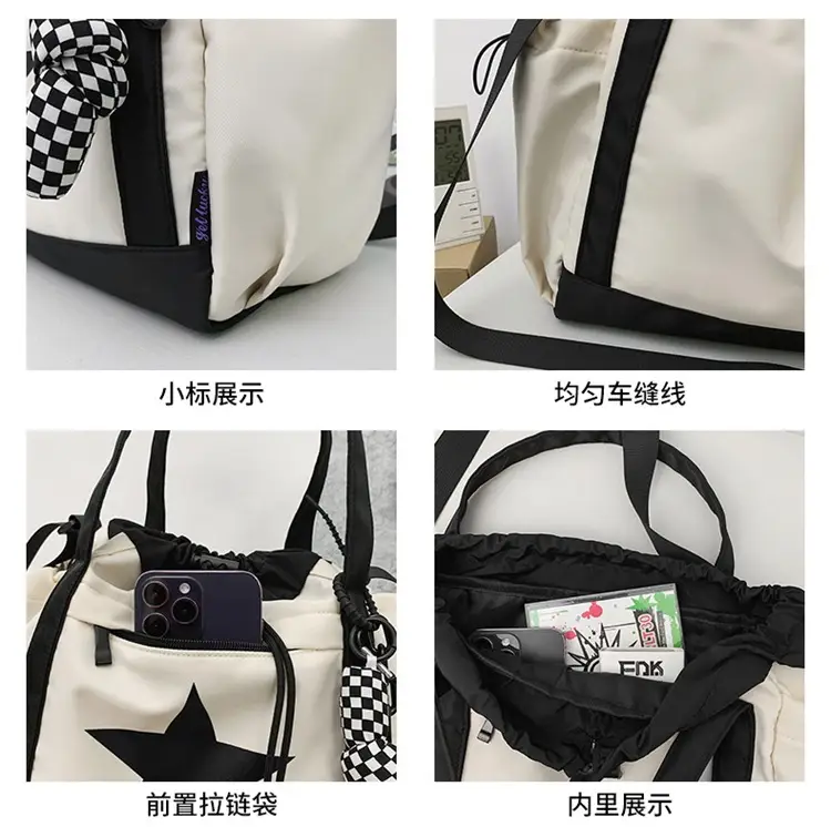 Star Print Drawstring Bag Black White Casual Crossbody 2024 â feature 26
