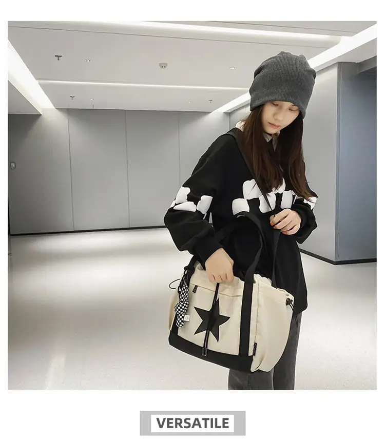 Star Print Drawstring Bag Black White Casual Crossbody 2024 â feature 9