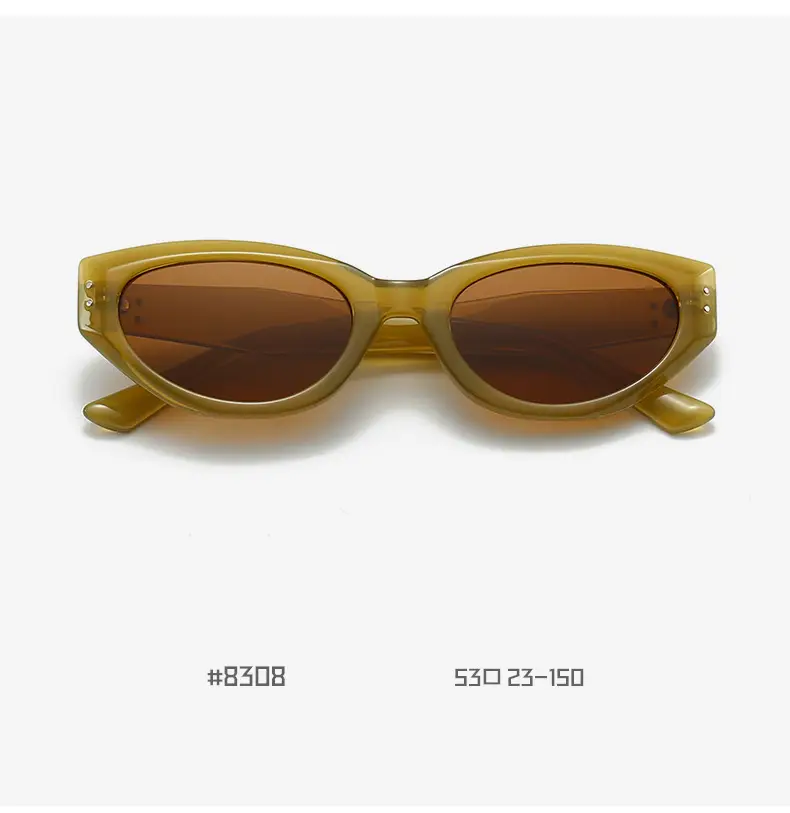 Women's Retro Cat's Eye Sunglasses Yellow Brown — feature 11