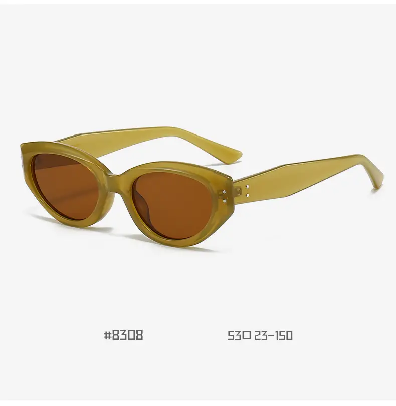 Women's Retro Cat's Eye Sunglasses Yellow Brown — feature 12